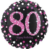 Folienballon Sparkling 80 D43cm pink/schwarz