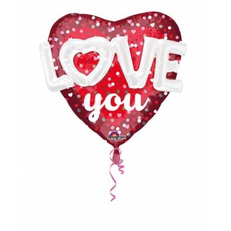 Folienballon Herz Love You 91 cm rot