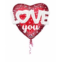 Folienballon Herz Love You 91 cm rot