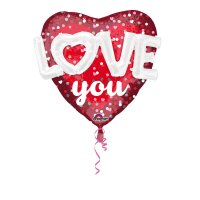 Folienballon Herz Love You 91 cm rot