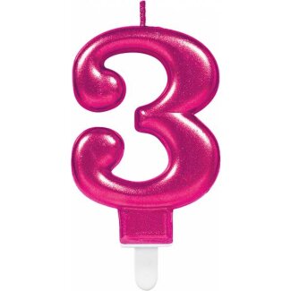 Zahlenkerze 3 Sparkling Celebrations Pink