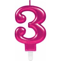 Zahlenkerze 3 Sparkling Celebrations Pink