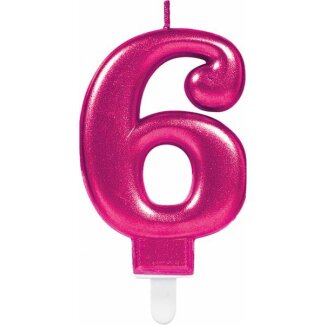 Zahlenkerze 6 pink 7,5 cm