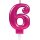 Zahlenkerze 6 pink 7,5 cm