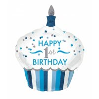 Folienballon Happy 1st Birthday Junge blau