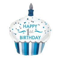 Folienballon Happy 1st Birthday Junge blau