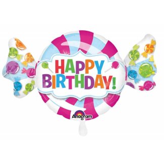 Folienballon SuperShape Happy Birthday Bonbon