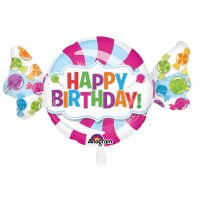 Folienballon SuperShape Happy Birthday Bonbon
