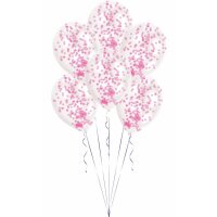 Luftballon Bouquet Konfetti pink transparent 27,5 cm 6...