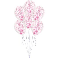 Luftballon Bouquet Konfetti pink transparent 27,5 cm 6...