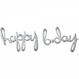 Folienballon Phrase happy bday silber
