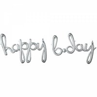 Folienballon Phrase happy bday silber