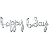 Folienballon Phrase happy bday silber