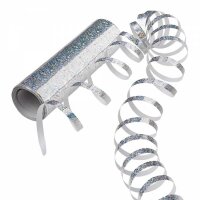 Luftschlange 7 mm x 4 m Holographie silber