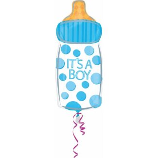 Folienballon Babyflasche Its a boy 25x58cm blau