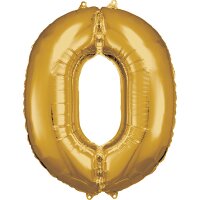 Folienballon Zahl 0 gold 66 x 88 cm