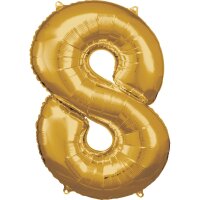 Folienballon Zahl 8 53x83cm gold
