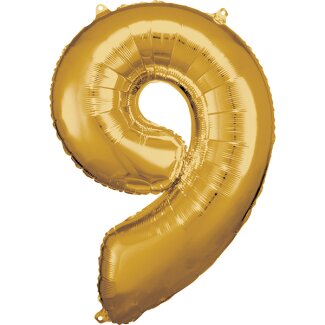 Folienballon Zahl 9 63x86cm gold