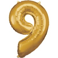 Folienballon Zahl 9 63x86cm gold
