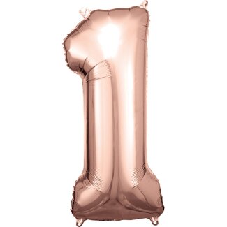 Folienballon Zahl 1 roségold 33 x 86 cm