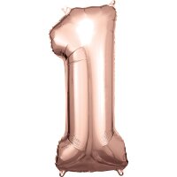 Folienballon Zahl 1 roségold 33 x 86 cm