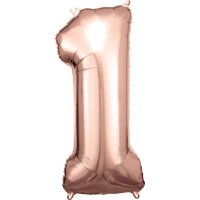 Folienballon Zahl 1 roségold 33 x 86 cm
