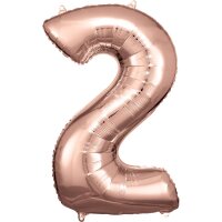 Folienballon Zahl 2 50 x 88 cm roségold