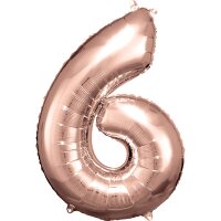 Folienballon Zahl 6 roségold 55 x 88 cm