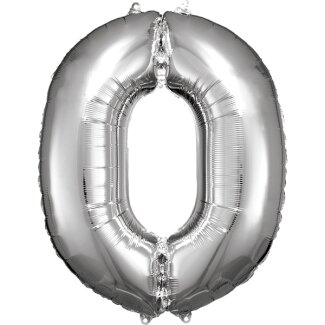 Folienballon Zahl 0 66 x 88 cm silber