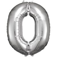 Folienballon Zahl 0 66 x 88 cm silber