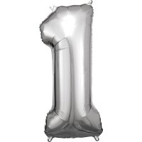 Folienballon Zahl 1 33x86cm silber