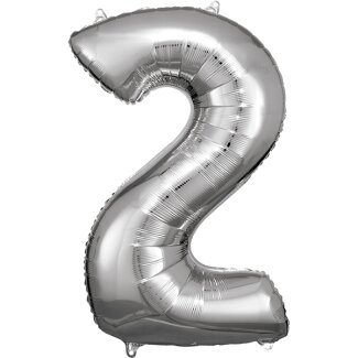 Folienballon Zahl 2 50x88cm silber