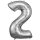 Folienballon Zahl 2 50x88cm silber
