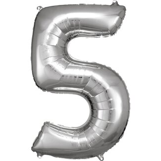 Folienballon Zahl 5 58x88cm silber