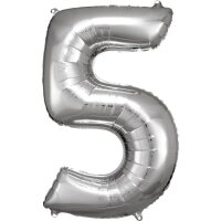 Folienballon Zahl 5 58x88cm silber