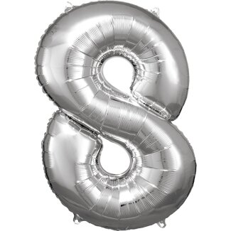 Folienballon Zahl 8 53x83cm silber