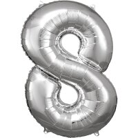 Folienballon Zahl 8 53x83cm silber