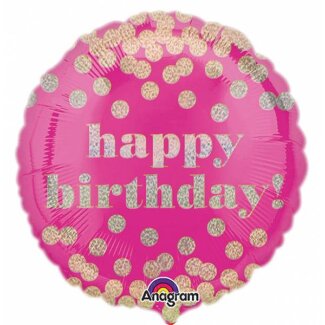 Folienballon Happy Birthday Punkte