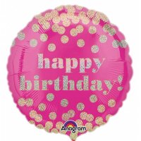 Folienballon Happy Birthday Punkte