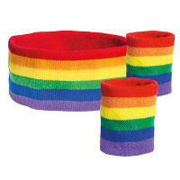 Schweißbänder 3 Stück regenbogenfarbig