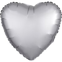 Folienballon Herz 43 cm Seidenglanz silber
