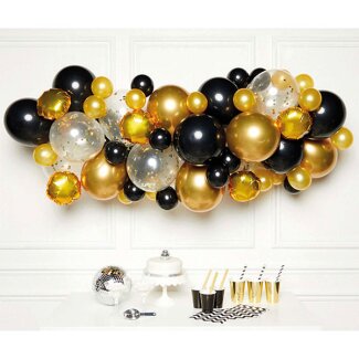 DIY Ballongirlande 66 Ballons schwarz/gold