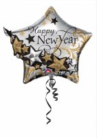 Folienballon Happy New Year gold/schwarz