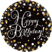 Pappteller Happy Birthday Sparkling Ø23 cm 8...
