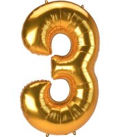 Folienballon Jumbo Zahl 3 81 x 134 cm gold