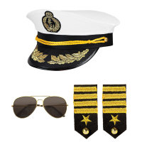 Navy Captain Mütze Brille und Schulterstücke