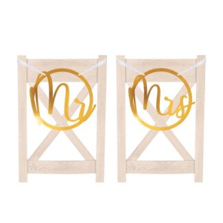 2 Stuhl-Schilder Mr & Mrs Hochzeit 28 x 30 cm