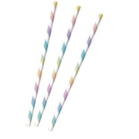 Papiertrinkhalme Regenbogen Pastell 12 Stück