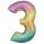 Folienballon Zahl 3 86 cm regenbogen-pastell