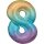 Folienballon Zahl 8 Regenbogen-Pastell 86 cm